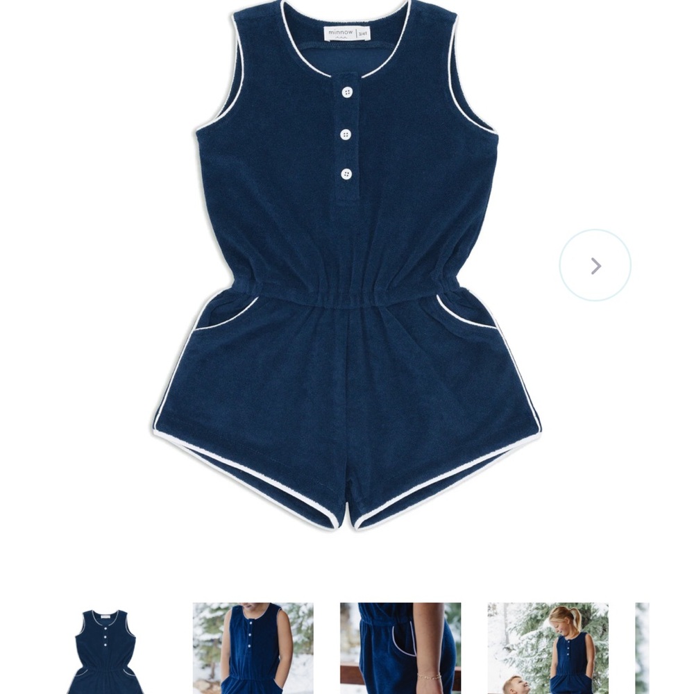 Minnow Navy Blue Terry Cloth Swim Romper